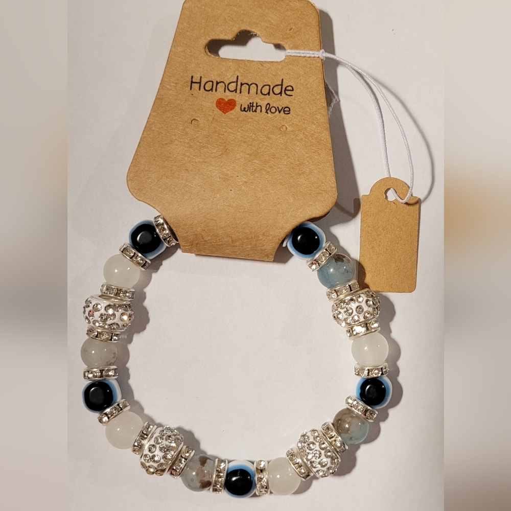 White Evil Eye Beaded Protection Mal De Ojo Luck Fashion Bracelet